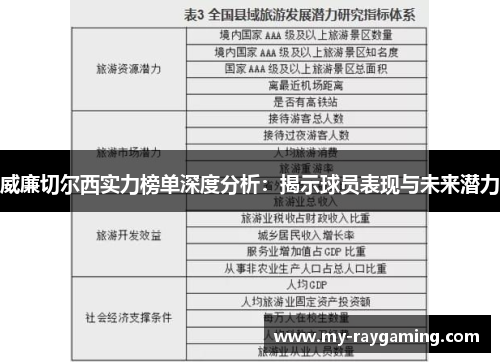 威廉切尔西实力榜单深度分析：揭示球员表现与未来潜力