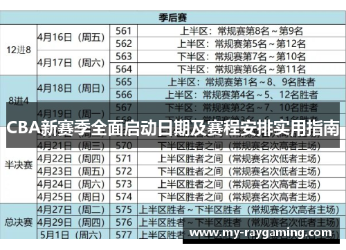 CBA新赛季全面启动日期及赛程安排实用指南